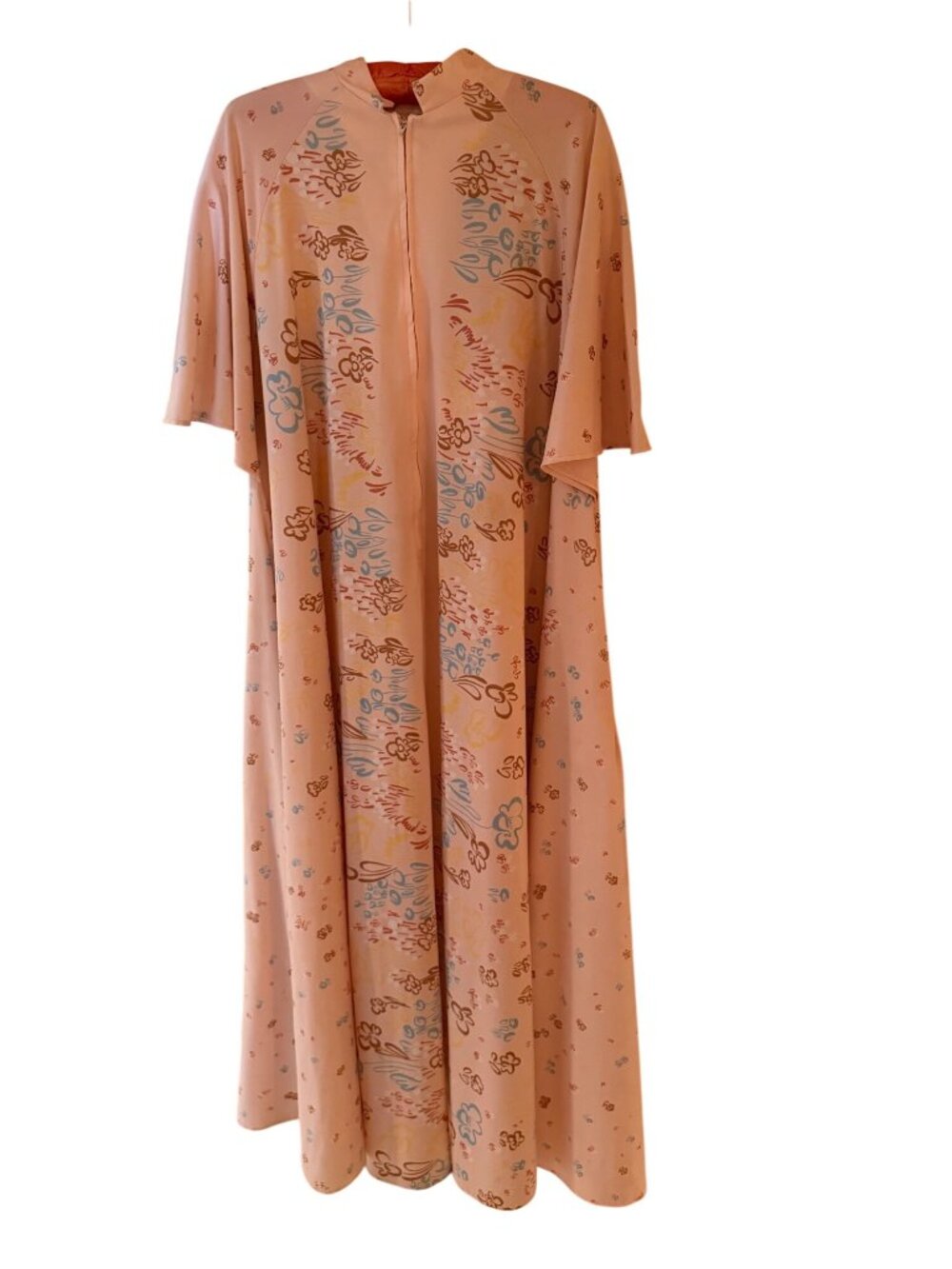 Vintage Womens Half Zipper Pockets Floral Maxi A-line Dress Size 2XL Loungewear
